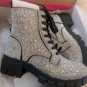 Rhinestone combat boots